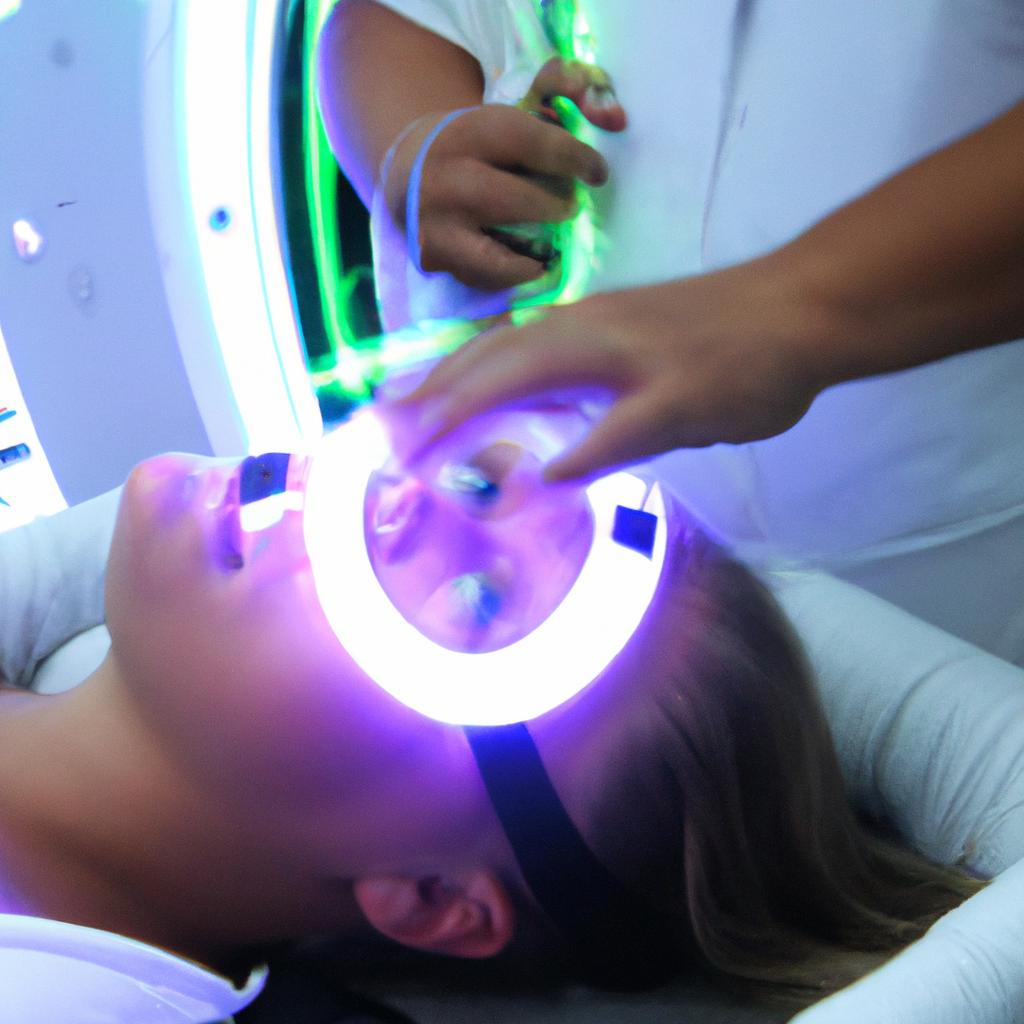 Person receiving futuristic medical treatment