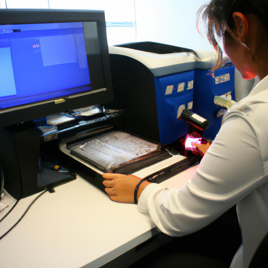 Person working with nanotechnology equipment